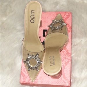 SOLD Clear slip on heels